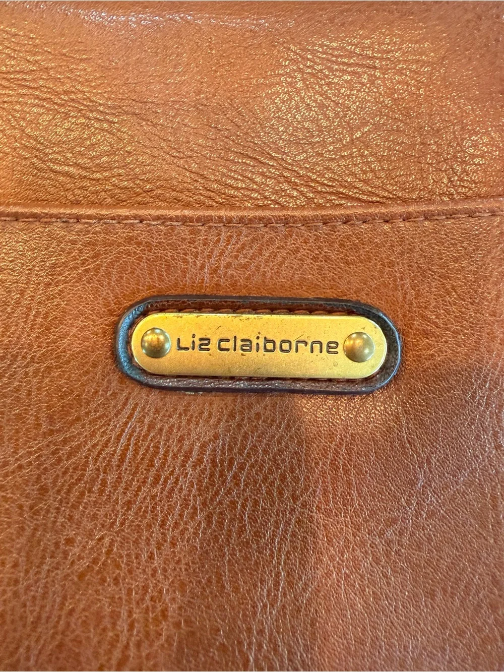 Vintage Liz Claiborne Brown Leather Satchel Messenger Crossbody Blazer Bag